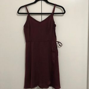 Garage maroon satin wrap dress